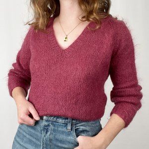 Stunning Parisian Vintage Mohair Wool Knit Sweater Oversized Handmade Preppy